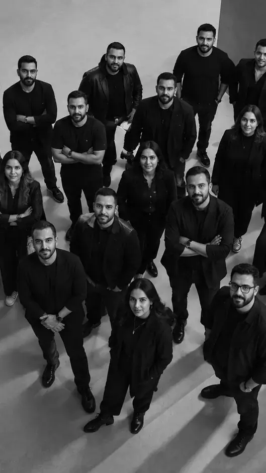 Overhead view of the Think Human team